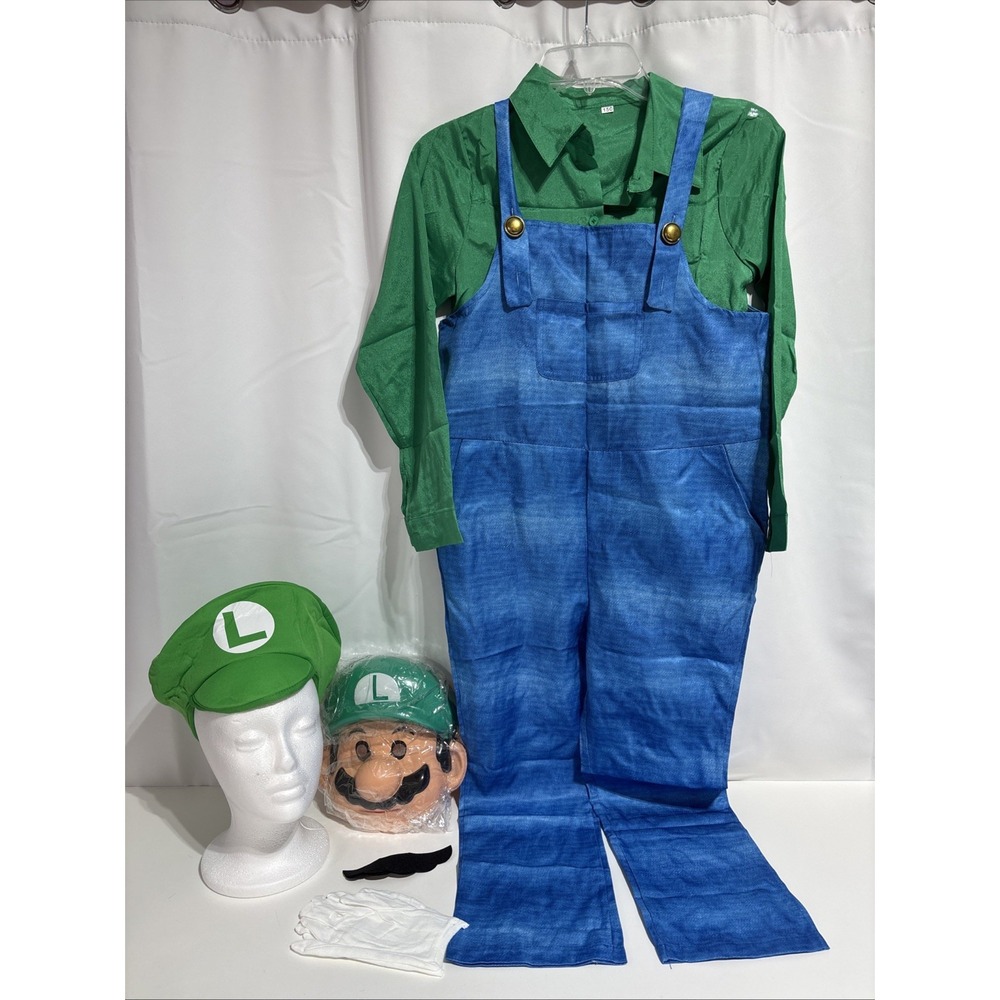 Super‎ MARIO Kids Luigi Costume Size S Halloween Dress Up New